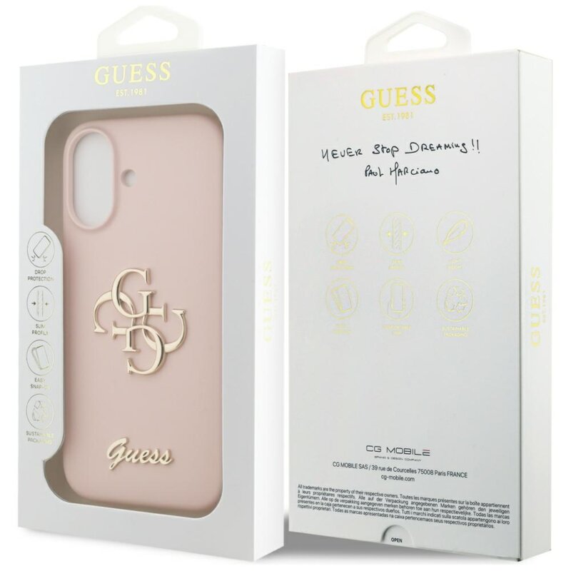 Husa Guess iPhone 17 Silicone Big 4G Script, roz deschis, GUHCP17SSC4GSMP