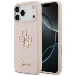 Husa Guess iPhone 17 Pro Max Silicone Big 4G Script, roz deschis, GUHCP17XSC4GSMP