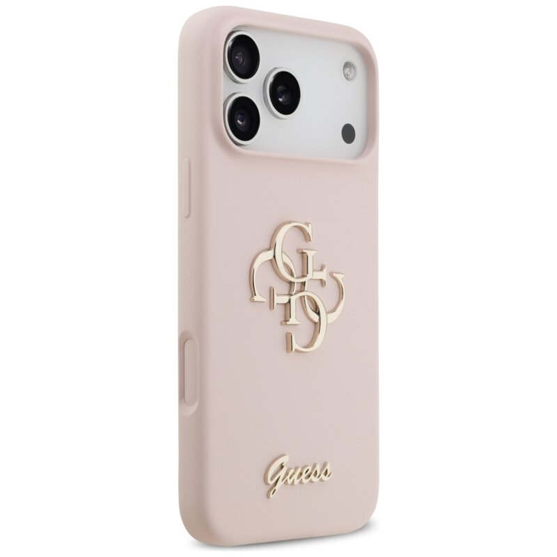 Husa Guess iPhone 17 Pro Max Silicone Big 4G Script, roz deschis, GUHCP17XSC4GSMP