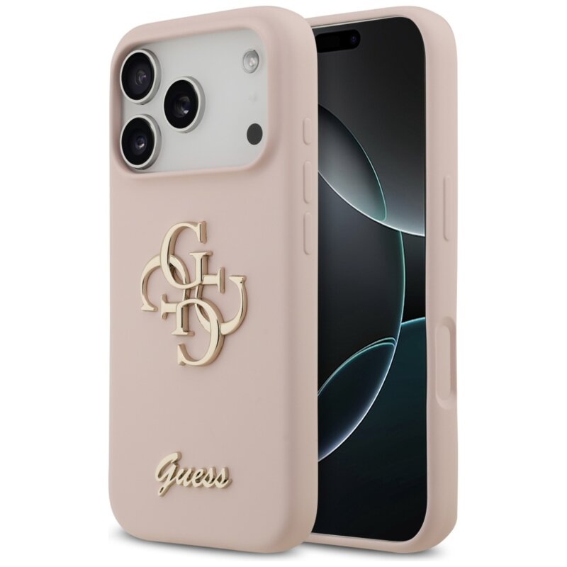 Husa Guess iPhone 17 Pro Silicone Big 4G Script, roz deschis, GUHCP17LSC4GSMP