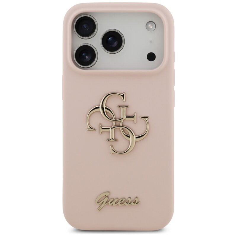 Husa Guess iPhone 17 Pro Silicone Big 4G Script, roz deschis, GUHCP17LSC4GSMP