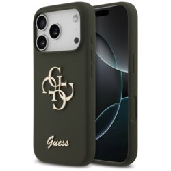 Husa Guess iPhone 17 Pro Silicone Big 4G Script, kaki, GUHCP17LSC4GSMA