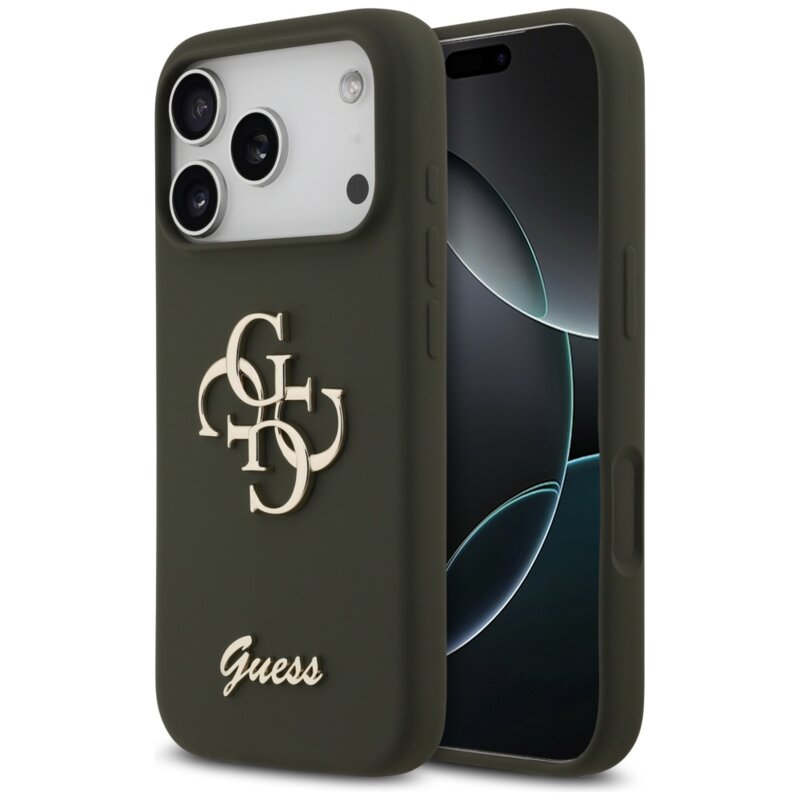 Husa Guess iPhone 17 Pro Silicone Big 4G Script, kaki, GUHCP17LSC4GSMA
