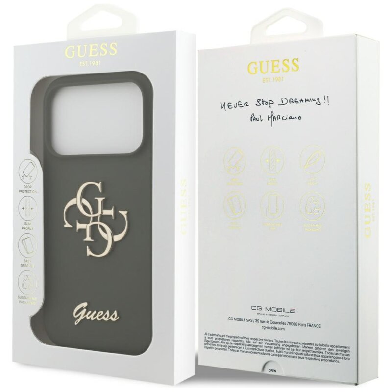 Husa Guess iPhone 17 Pro Silicone Big 4G Script, kaki, GUHCP17LSC4GSMA