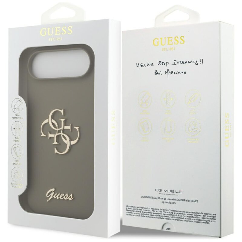 Husa Guess iPhone 17 Air Silicone Big 4G Script, maro, GUHCP17MSC4GSMW