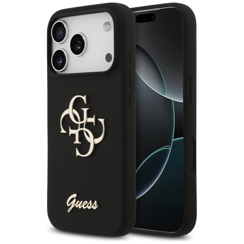 Husa Guess iPhone 17 Pro Silicone Big 4G Script, negru, GUHCP17LSC4GSMK