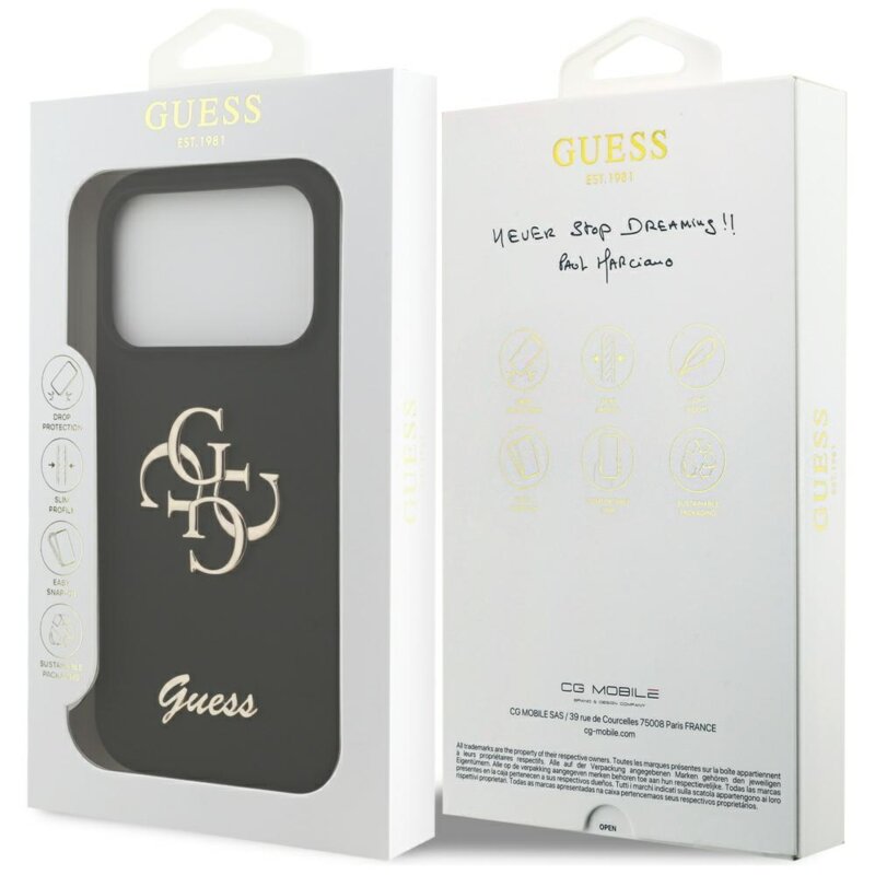 Husa Guess iPhone 17 Pro Silicone Big 4G Script, negru, GUHCP17LSC4GSMK