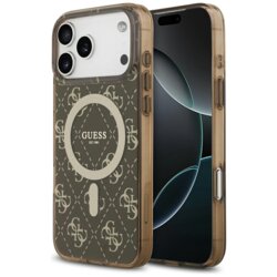 Husa iPhone 17 Pro originala Guess IML 4G Background MagSafe, maro, GUHMP17LH4DTEW