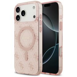 Husa iPhone 17 Pro originala Guess IML 4G Background MagSafe, roz, GUHMP17LH4DTEP