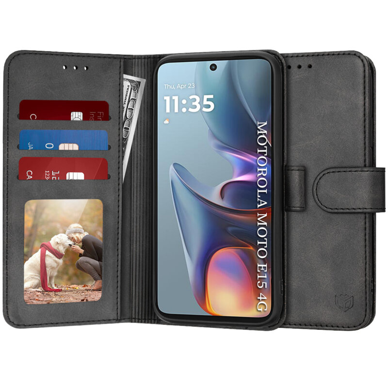 Husa 360 Motorola Moto E15 Techsuit Diary Book, negru