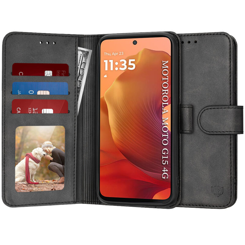 Husa 360 Motorola Moto G15 Techsuit Diary Book, negru