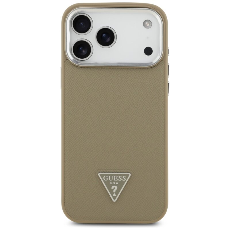 Husa originala Guess iPhone 17 Pro Max Grained Triangle Logo MagSafe, maro, GUHMP17XPGTSPSW