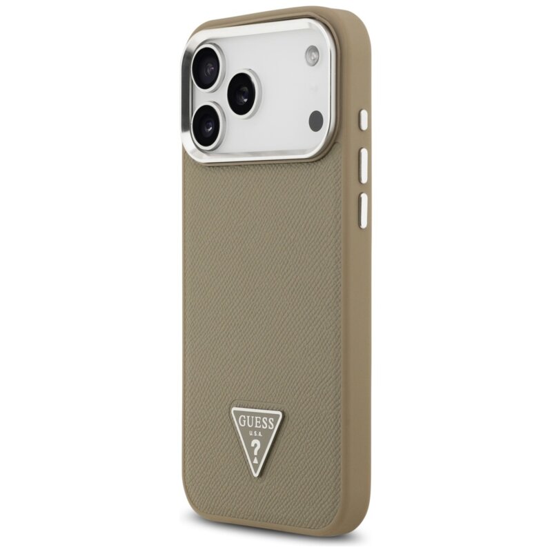 Husa originala Guess iPhone 17 Pro Max Grained Triangle Logo MagSafe, maro, GUHMP17XPGTSPSW