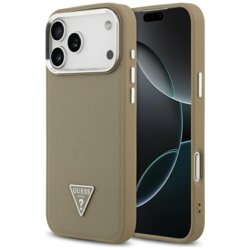 Husa originala Guess iPhone 17 Pro Grained Triangle Logo MagSafe, maro, GUHMP17LPGTSPSW
