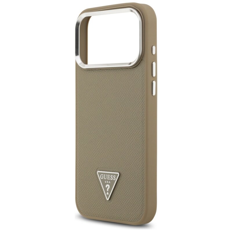 Husa originala Guess iPhone 17 Pro Grained Triangle Logo MagSafe, maro, GUHMP17LPGTSPSW