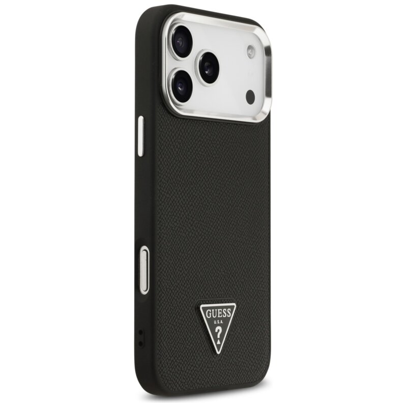 Husa originala Guess iPhone 17 Pro Grained Triangle Logo MagSafe, negru, GUHMP17LPGTSPSK