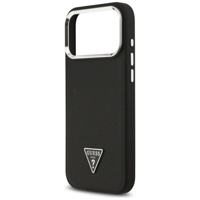 Husa originala Guess iPhone 17 Pro Grained Triangle Logo MagSafe, negru, GUHMP17LPGTSPSK