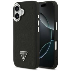 Husa originala Guess iPhone 17 Grained Triangle Logo MagSafe, negru, GUHMP17SPGTSPSK