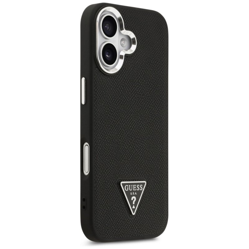 Husa originala Guess iPhone 17 Grained Triangle Logo MagSafe, negru, GUHMP17SPGTSPSK