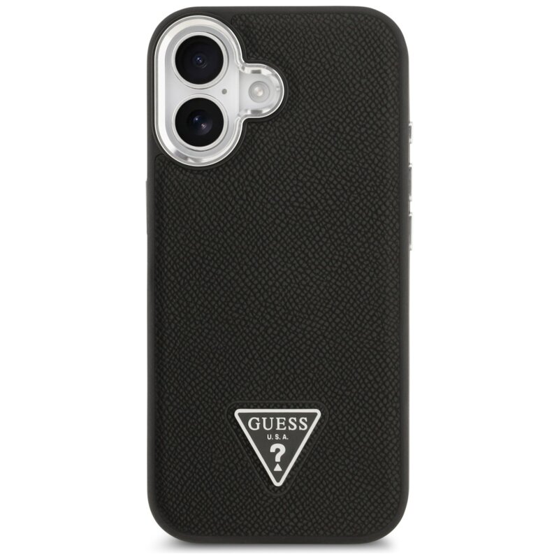 Husa originala Guess iPhone 17 Grained Triangle Logo MagSafe, negru, GUHMP17SPGTSPSK