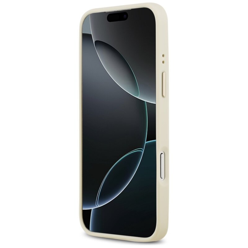 Husa originala Guess iPhone 17 Pro Max Grained Strass Logo MagSafe, bej, GUHMP17XPGCRMDEE