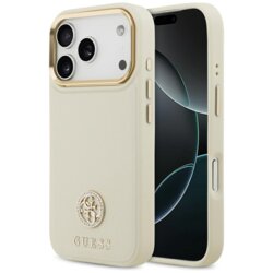 Husa originala Guess iPhone 17 Pro Grained Strass Logo MagSafe, bej, GUHMP17LPGCRMDEE