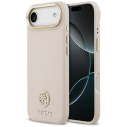 Husa originala Guess iPhone 17 Air Grained Strass Logo MagSafe, roz, GUHMP17MPGCRMDEP