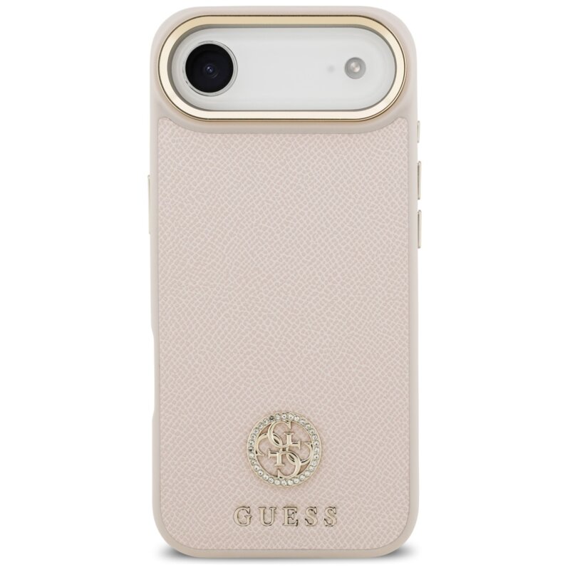 Husa originala Guess iPhone 17 Air Grained Strass Logo MagSafe, roz, GUHMP17MPGCRMDEP