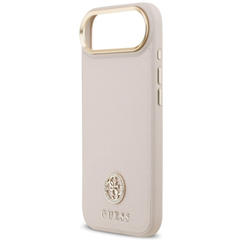 Husa originala Guess iPhone 17 Air Grained Strass Logo MagSafe, roz, GUHMP17MPGCRMDEP