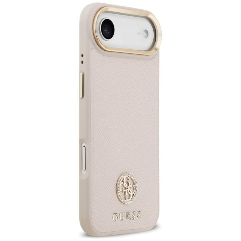 Husa originala Guess iPhone 17 Air Grained Strass Logo MagSafe, roz, GUHMP17MPGCRMDEP