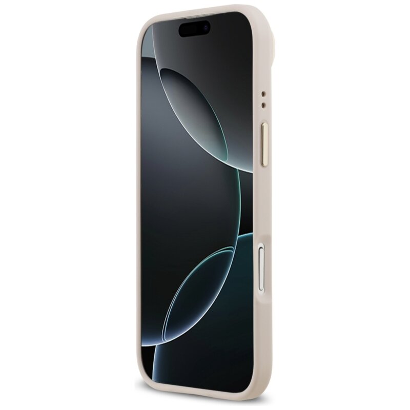 Husa originala Guess iPhone 17 Air Grained Strass Logo MagSafe, roz, GUHMP17MPGCRMDEP