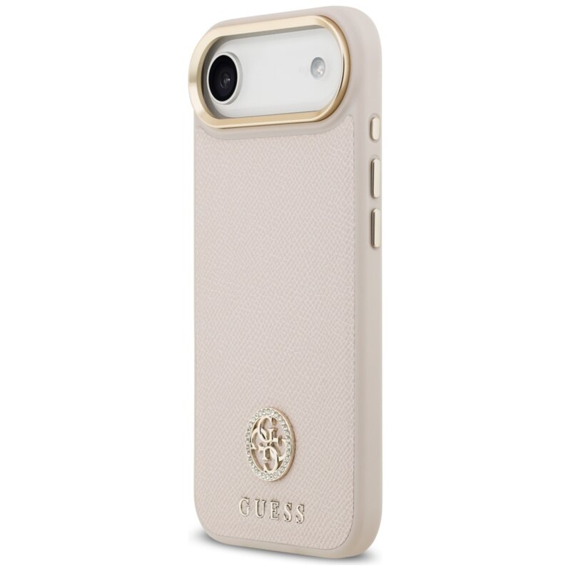 Husa originala Guess iPhone 17 Air Grained Strass Logo MagSafe, roz, GUHMP17MPGCRMDEP
