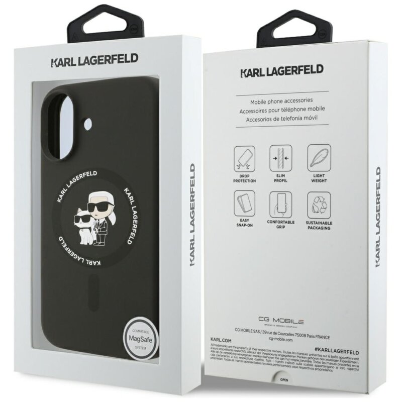 Husa Karl Lagerfeld iPhone 17 Silicone KC Body Ring MagSafe, negru, KLHMP17SSCMKCRHK