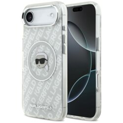 Husa iPhone 17 Air Karl Lagerfeld IML KL Head Logo MagSafe, gri, KLHMP17MHMKBKHOG