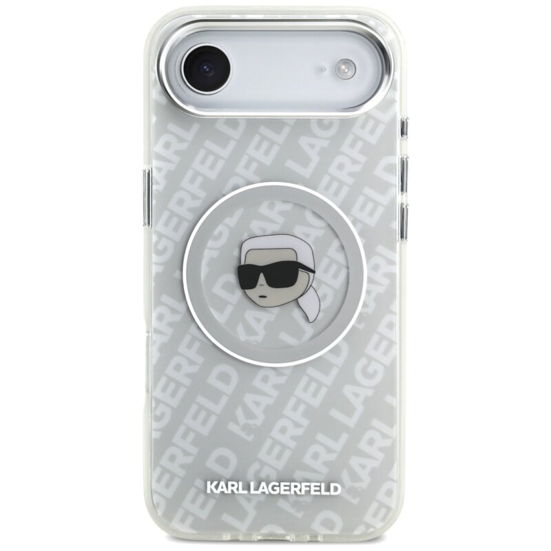 Husa iPhone 17 Air Karl Lagerfeld IML KL Head Logo MagSafe, gri, KLHMP17MHMKBKHOG