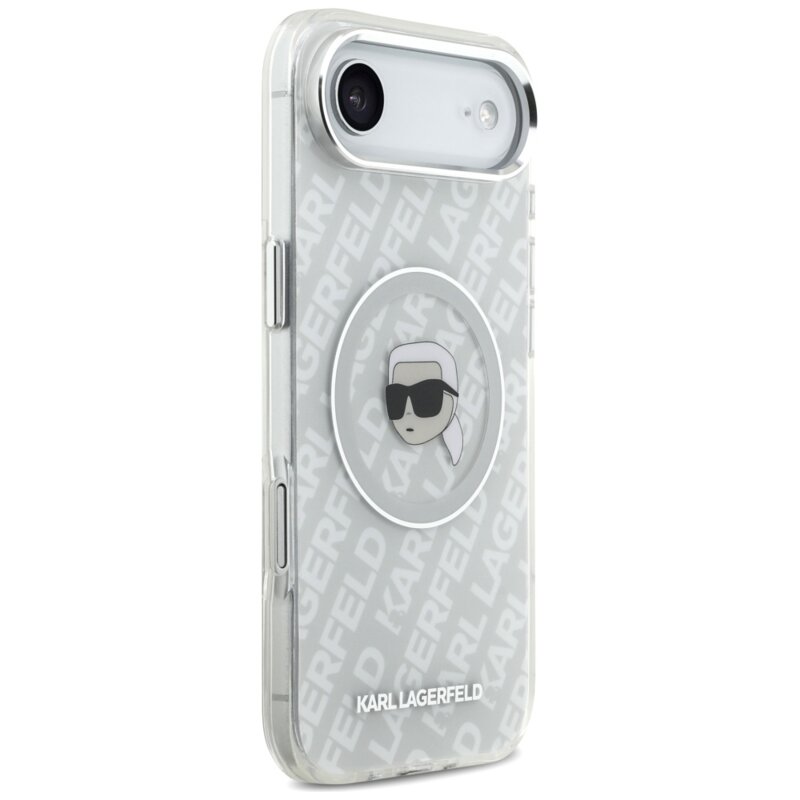 Husa iPhone 17 Air Karl Lagerfeld IML KL Head Logo MagSafe, gri, KLHMP17MHMKBKHOG