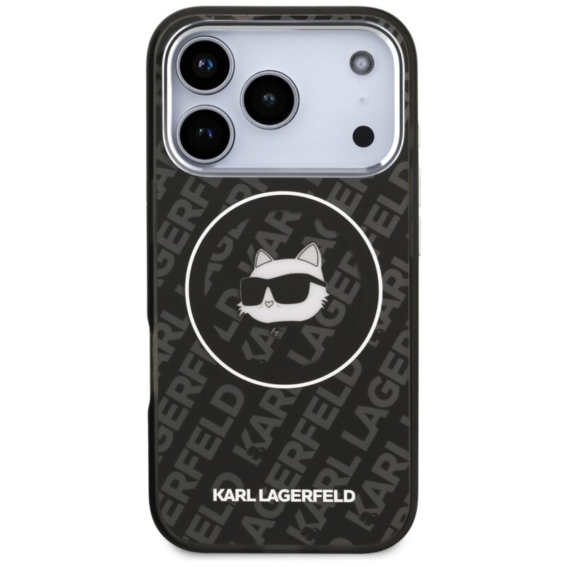 Husa iPhone 17 Pro Max Karl Lagerfeld IML Choupette Head Logo MagSafe, negru, KLHMP17XHMKBCHOK