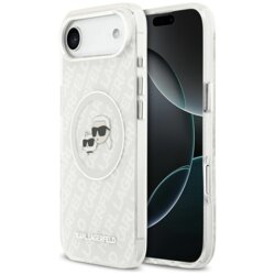 Husa iPhone 17 Air Karl Lagerfeld IML Glitter K&C Heads Logo MagSafe, gri, KLHMP17MHMKBKCHOG