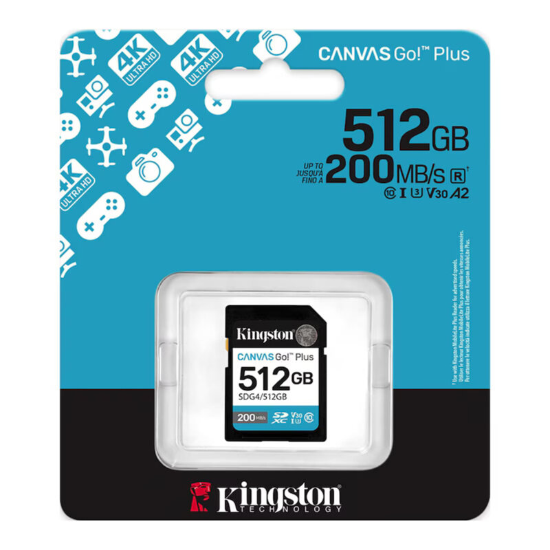 Card de memorie SDXC 512GB, Kingston Canvas Go Plus, SDG4/512GB