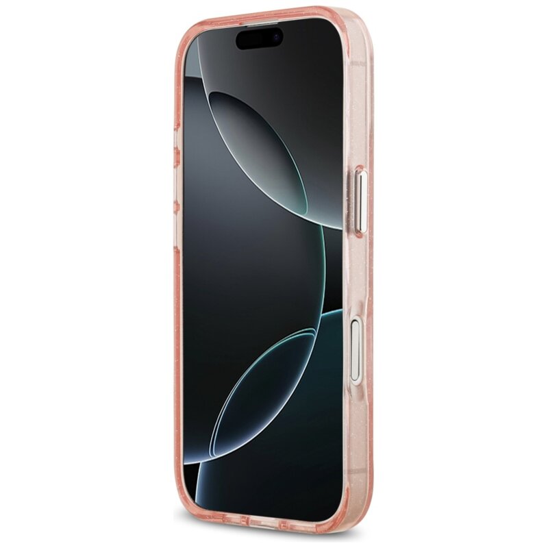 Husa iPhone 17 Karl Lagerfeld IML Glitter K&C Heads Logo MagSafe, roz, KLHMP17SHMKBKCHOP