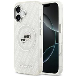 Husa iPhone 17 Pro Karl Lagerfeld IML Glitter K&C Heads Logo MagSafe, gri, KLHMP17SHMKBKCHOG