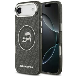 Husa iPhone 17 Air Karl Lagerfeld IML Glitter K&C Heads Logo MagSafe, negru, KLHMP17MHMKBKCHOK