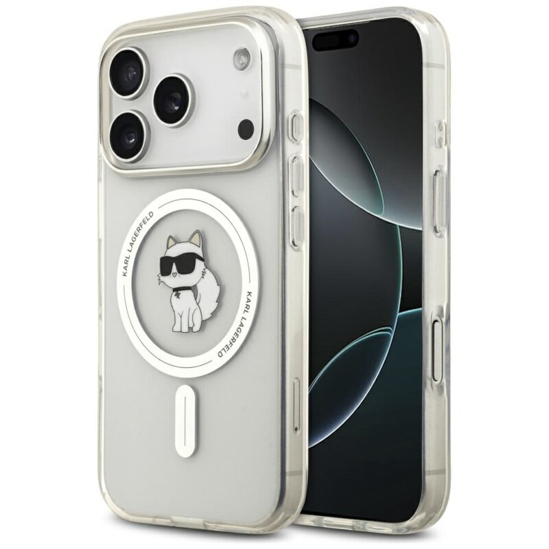 Husa iPhone 17 Pro Karl Lagerfeld IML MagSafe, transparent, KLHMP17LHFCCNOT