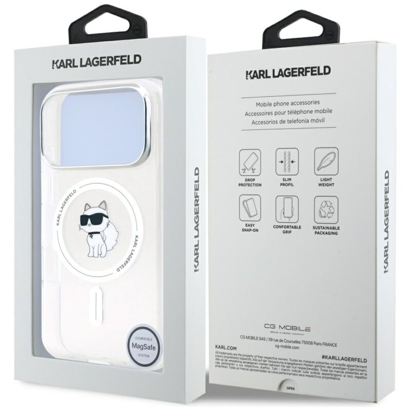 Husa iPhone 17 Pro Karl Lagerfeld IML MagSafe, transparent, KLHMP17LHFCCNOT
