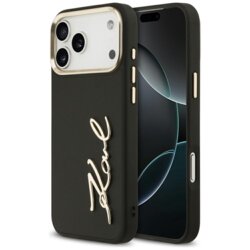 Husa iPhone 17 Pro Max Karl Lagerfeld Hardcase Script Logo, negru, KLHCP17XPSKMGVK