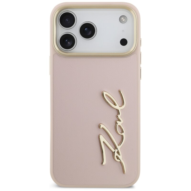 Husa iPhone 17 Pro Max Karl Lagerfeld Hardcase Script Logo, roz, KLHCP17XPSKMGVP