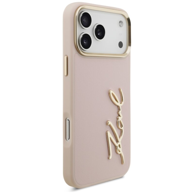 Husa iPhone 17 Pro Max Karl Lagerfeld Hardcase Script Logo, roz, KLHCP17XPSKMGVP