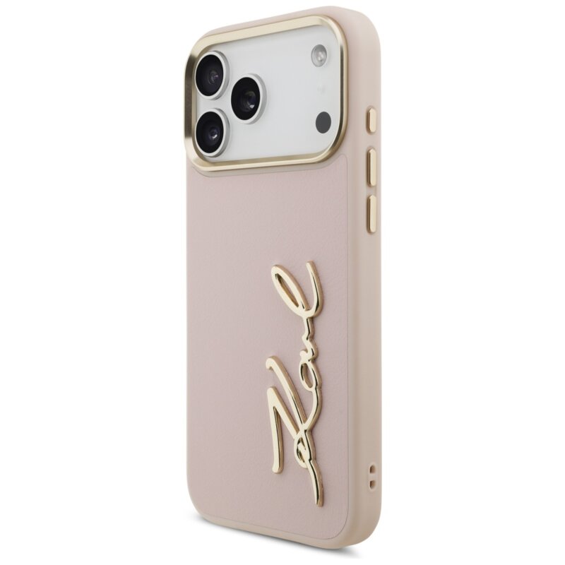 Husa iPhone 17 Pro Max Karl Lagerfeld Hardcase Script Logo, roz, KLHCP17XPSKMGVP