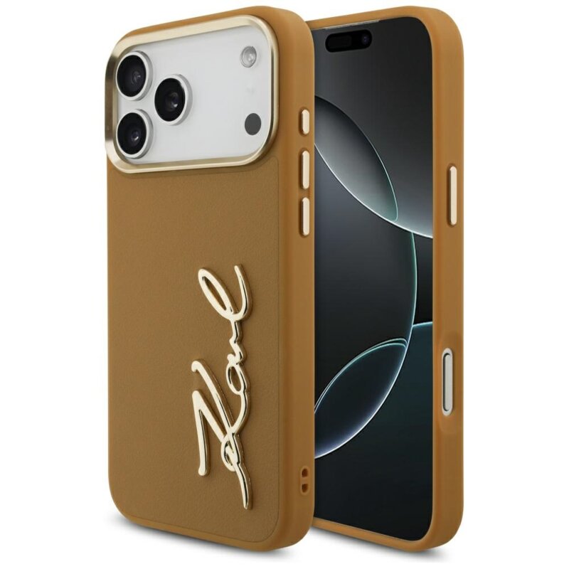 Husa iPhone 17 Pro Max Karl Lagerfeld Hardcase Script Logo, maro, KLHCP17XPSKMGVW