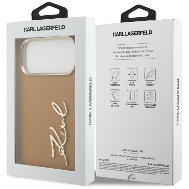 Husa iPhone 17 Pro Max Karl Lagerfeld Hardcase Script Logo, maro, KLHCP17XPSKMGVW